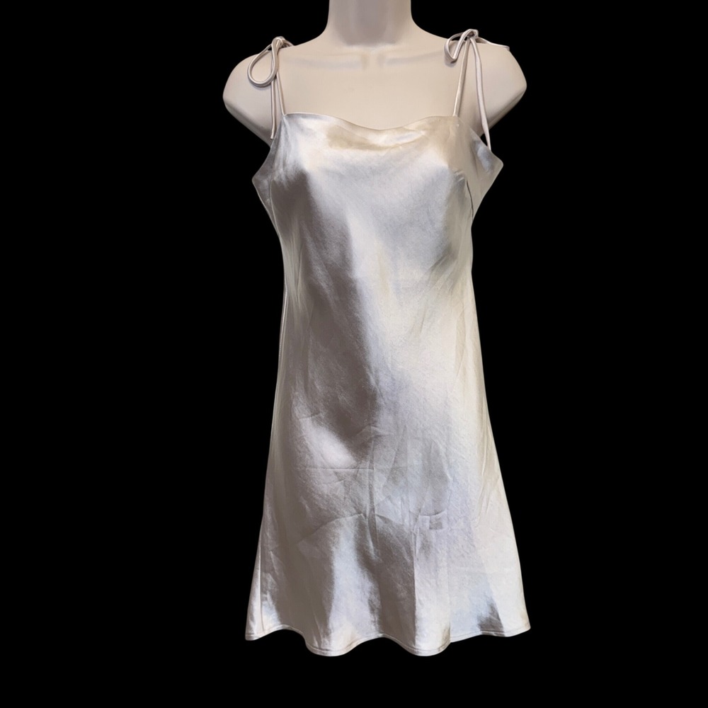 Princess Polly Womens Mini Slip Dress 4 Champagne Tie Shoulder Satin Coquette